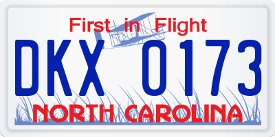 NC license plate DKX0173