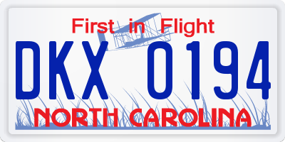 NC license plate DKX0194