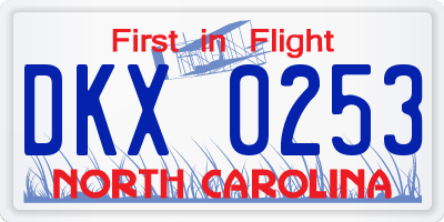 NC license plate DKX0253