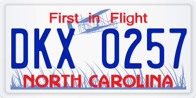 NC license plate DKX0257
