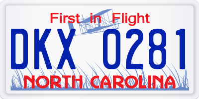 NC license plate DKX0281