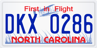 NC license plate DKX0286