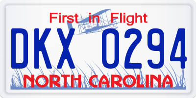 NC license plate DKX0294