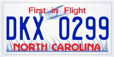 NC license plate DKX0299