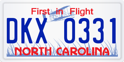 NC license plate DKX0331