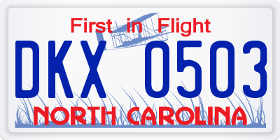 NC license plate DKX0503