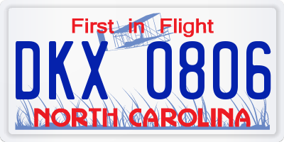 NC license plate DKX0806