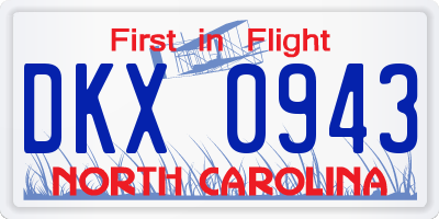 NC license plate DKX0943