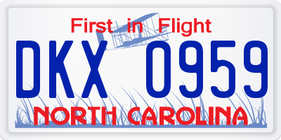 NC license plate DKX0959