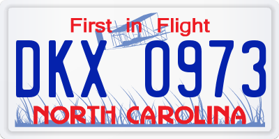 NC license plate DKX0973