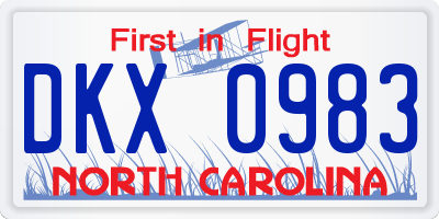 NC license plate DKX0983