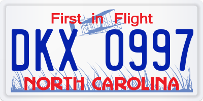 NC license plate DKX0997