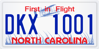 NC license plate DKX1001