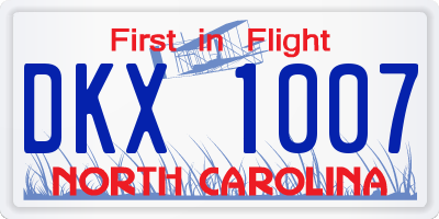 NC license plate DKX1007