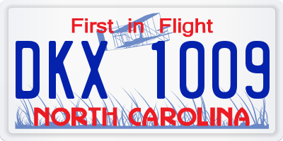 NC license plate DKX1009
