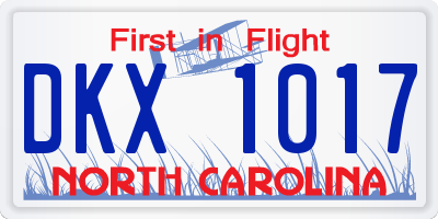 NC license plate DKX1017