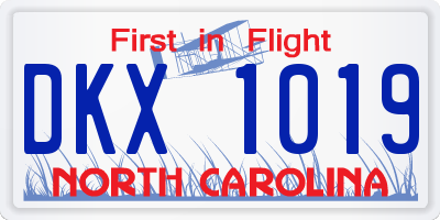 NC license plate DKX1019