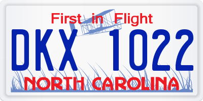 NC license plate DKX1022