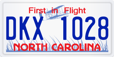 NC license plate DKX1028