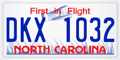 NC license plate DKX1032