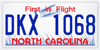 NC license plate DKX1068