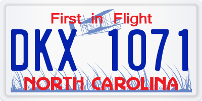 NC license plate DKX1071