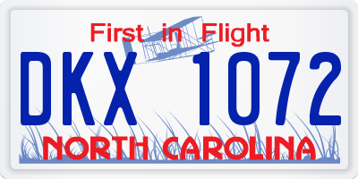 NC license plate DKX1072