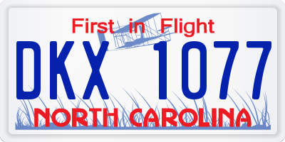 NC license plate DKX1077