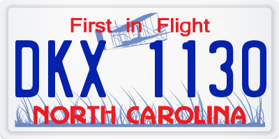 NC license plate DKX1130