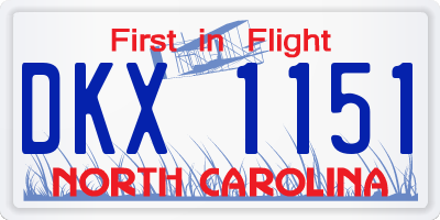 NC license plate DKX1151