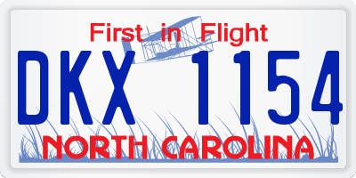 NC license plate DKX1154