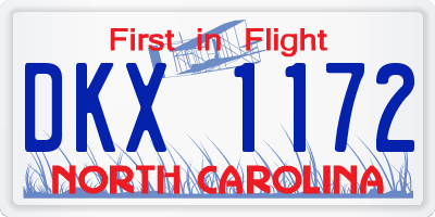 NC license plate DKX1172
