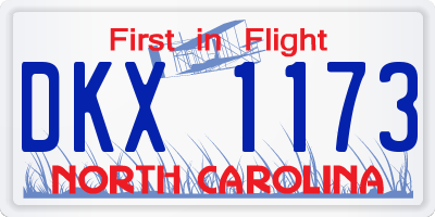 NC license plate DKX1173