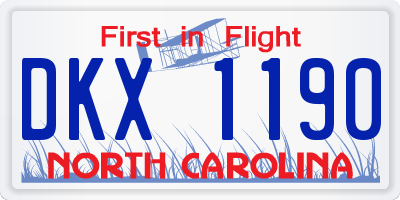 NC license plate DKX1190