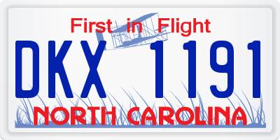 NC license plate DKX1191