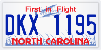 NC license plate DKX1195