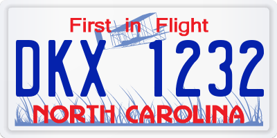 NC license plate DKX1232