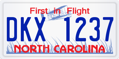 NC license plate DKX1237