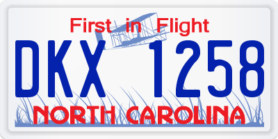 NC license plate DKX1258