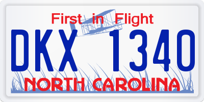 NC license plate DKX1340