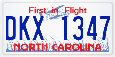 NC license plate DKX1347