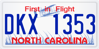 NC license plate DKX1353