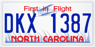 NC license plate DKX1387