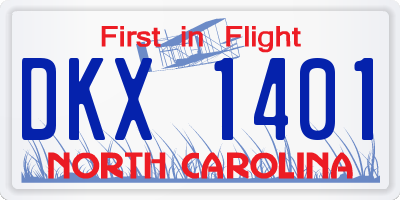 NC license plate DKX1401