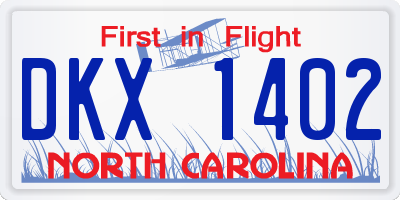 NC license plate DKX1402