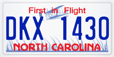 NC license plate DKX1430
