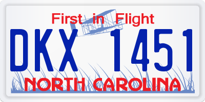NC license plate DKX1451