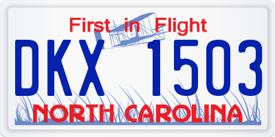 NC license plate DKX1503