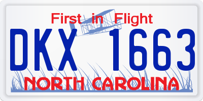 NC license plate DKX1663