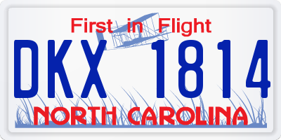 NC license plate DKX1814